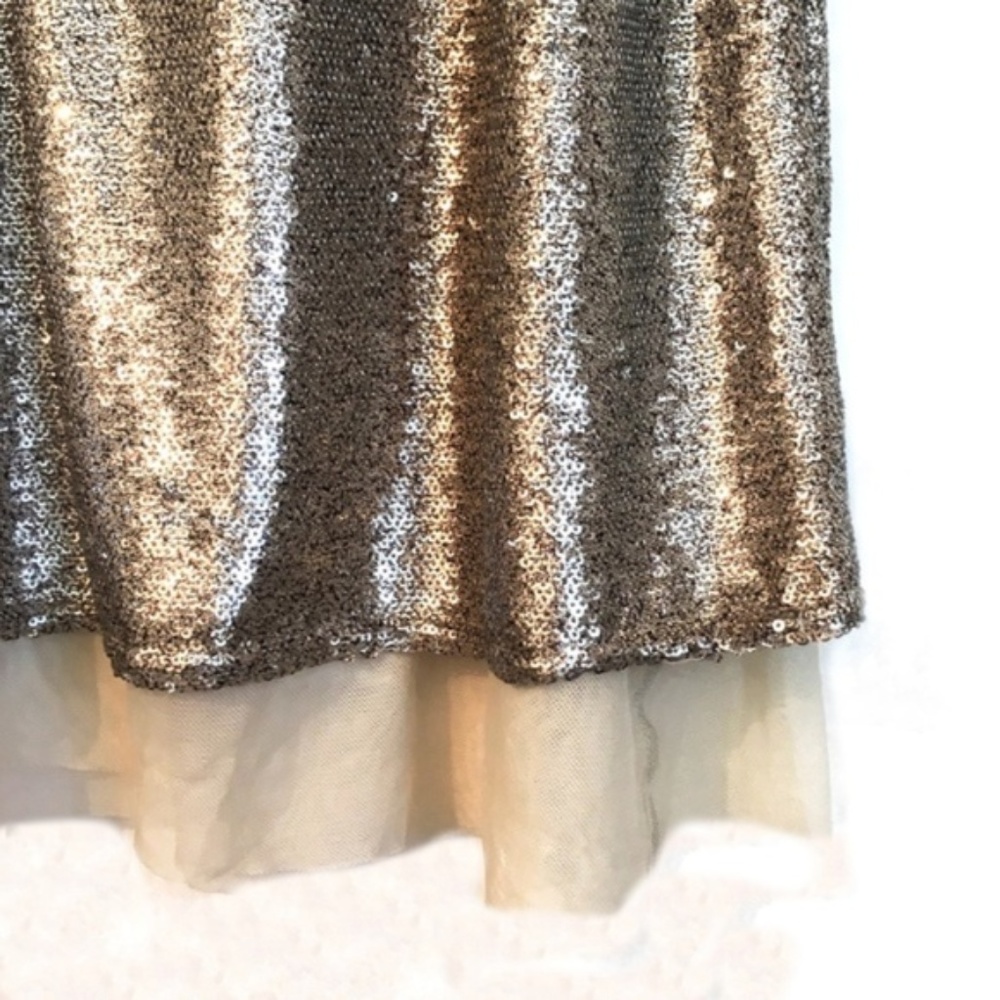 Free People Flashing Lights Gold Sequin  Skirt Med - Picture 6 of 7